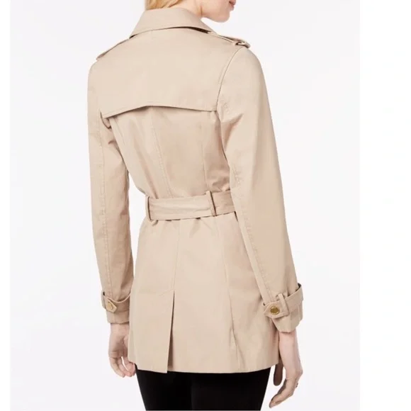 MICHAEL Michael Kors Belted Front-Zip Trench Coat preppy office travel workwear - Picture 3 of 16